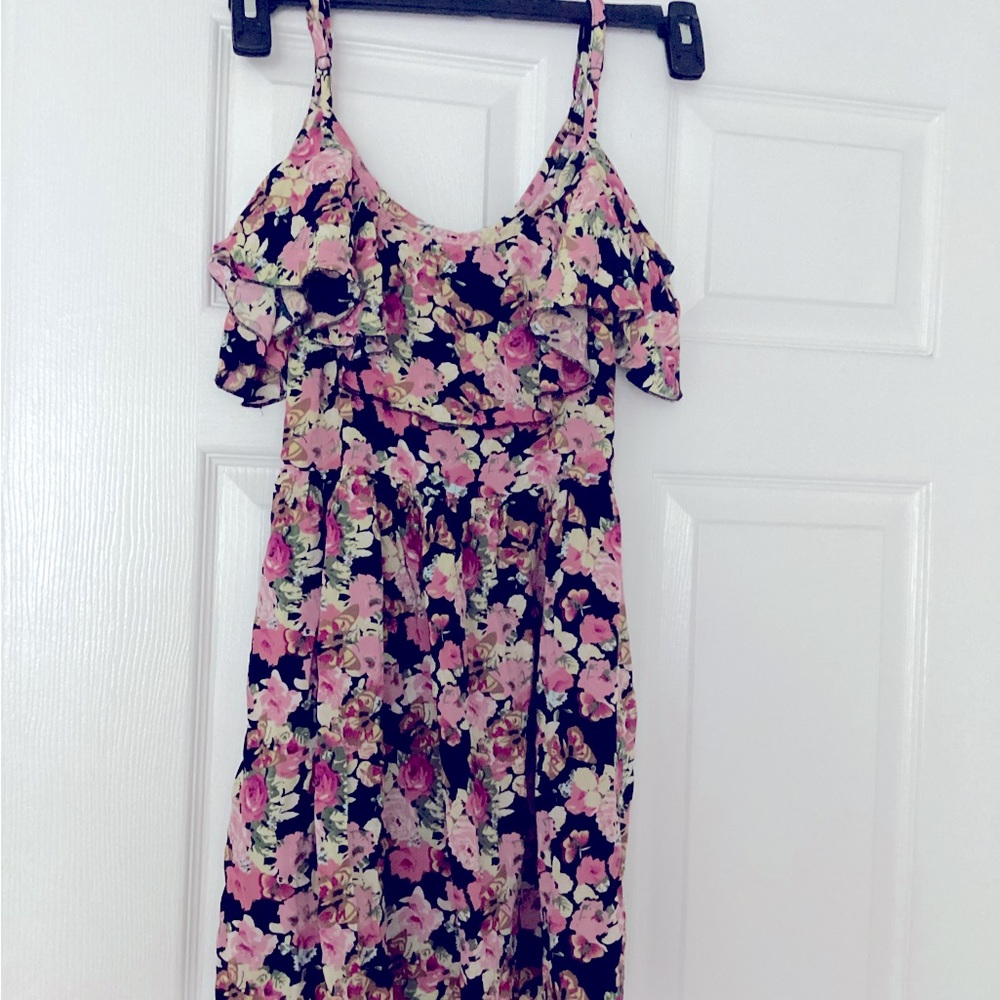 Floral short dress off the shoulder